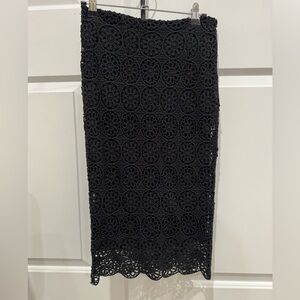 Bar III Black Floral Lace Pencil Skirt